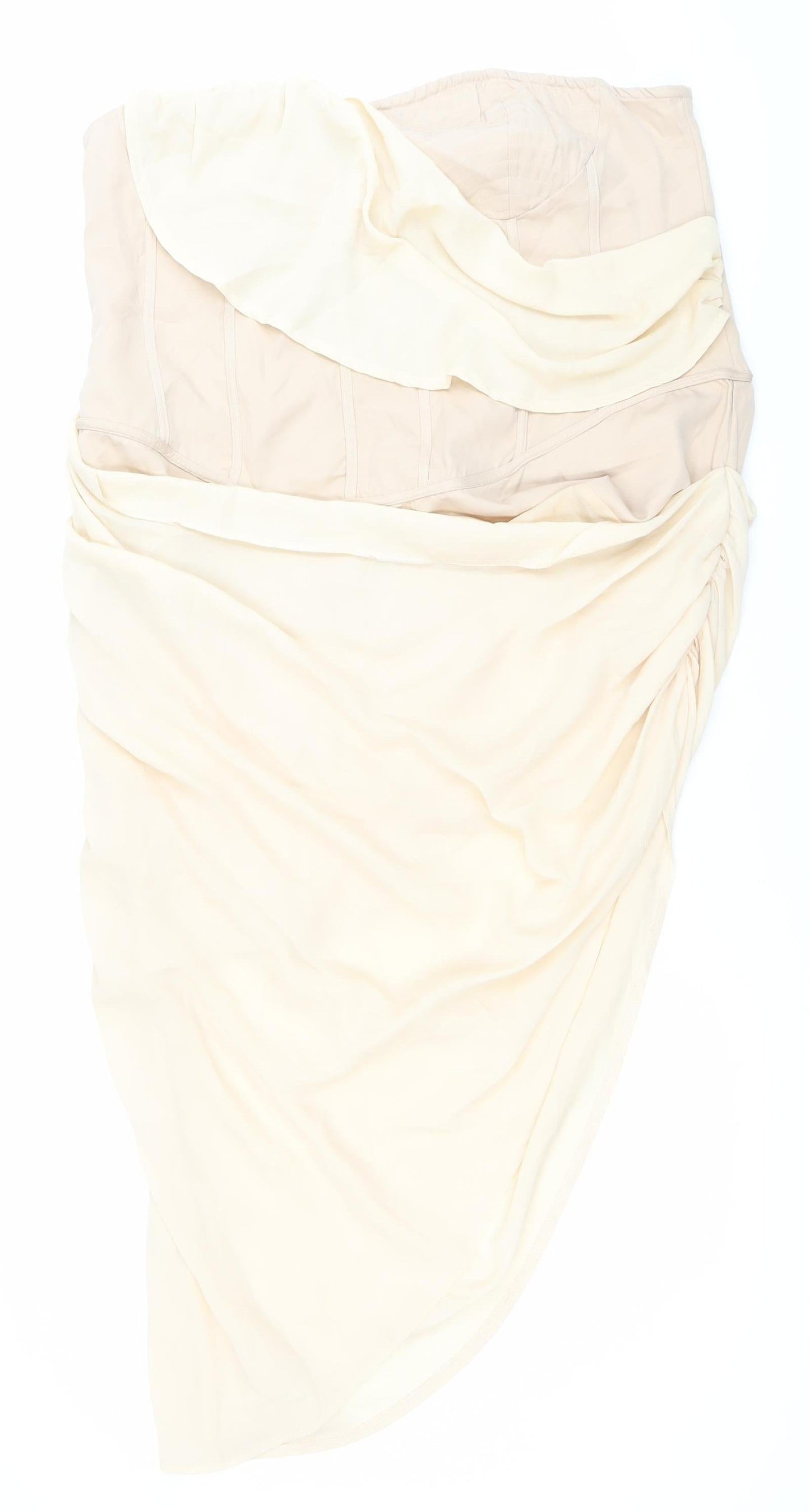 PrettyLittleThing Women’s Beige Hi-Low Maxi Dress Size 24 Strapless