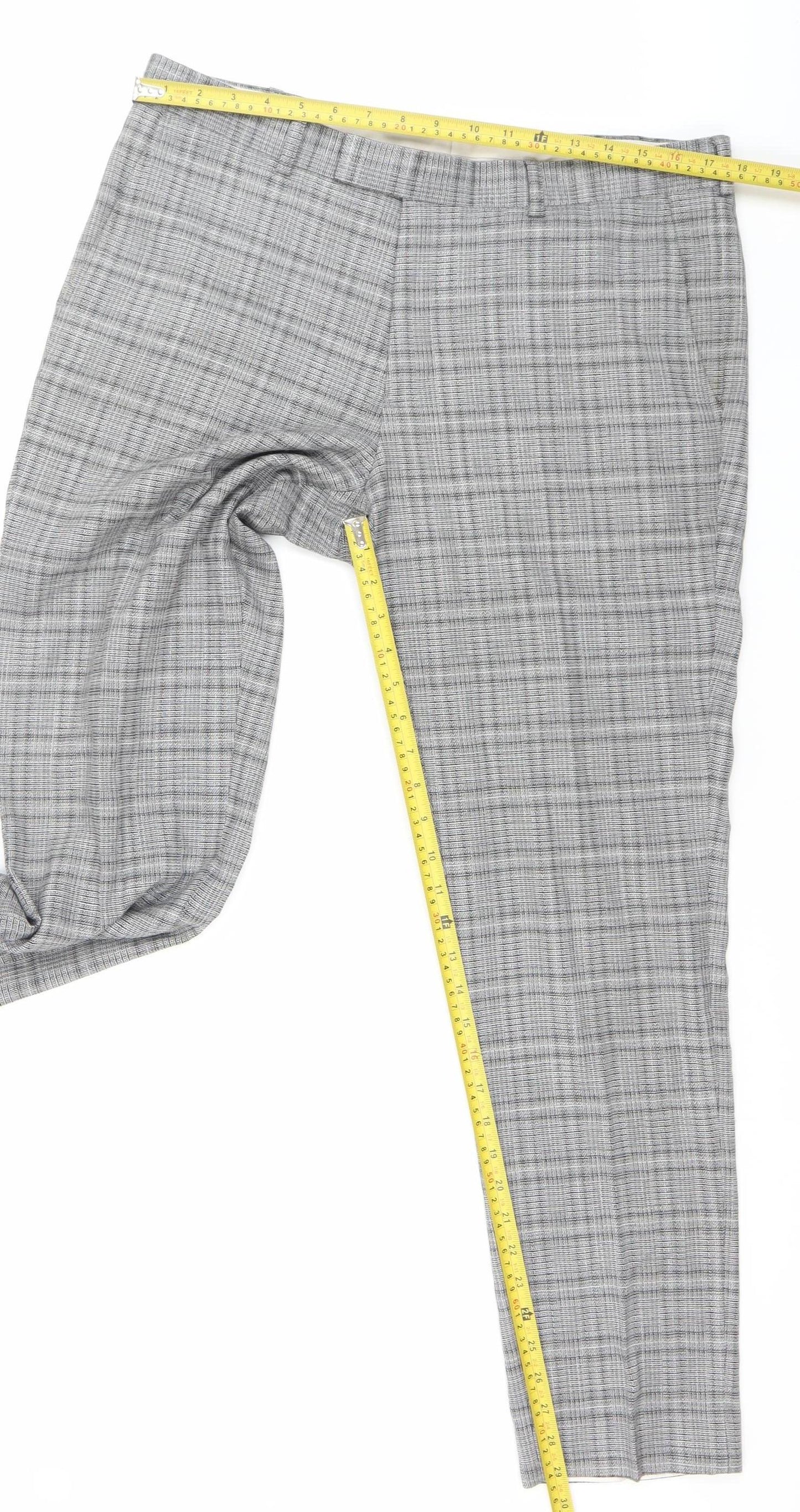Moss London Men's Grey Check Slim Fit Business Trousers 36W