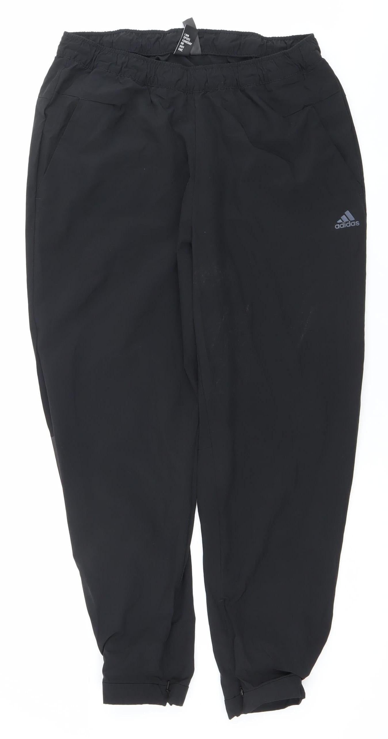 Adidas Women's Black M Track Pants Tapered Leg Elastic Waist