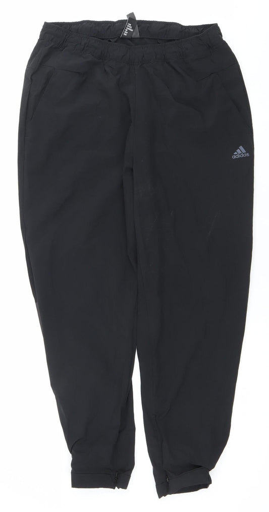 Adidas Women's Black M Track Pants Tapered Leg Elastic Waist