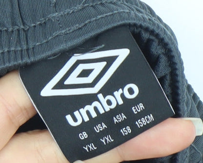 Umbro Boys Grey Athletic Football Shorts Size 158 YXL Burnley FC