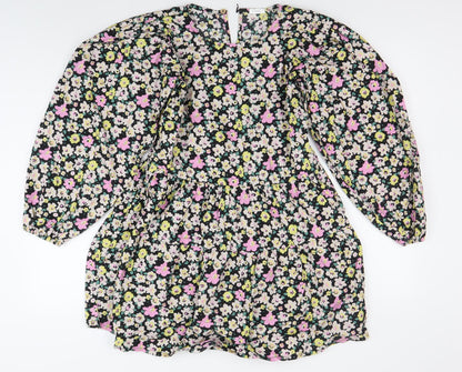 Next Girls Multicoloured Floral A-Line Dress 12 Years Long Sleeve