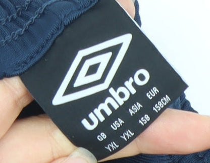 Umbro Boys Blue 13Y Athletic Football Shorts Elastic Waist Poly