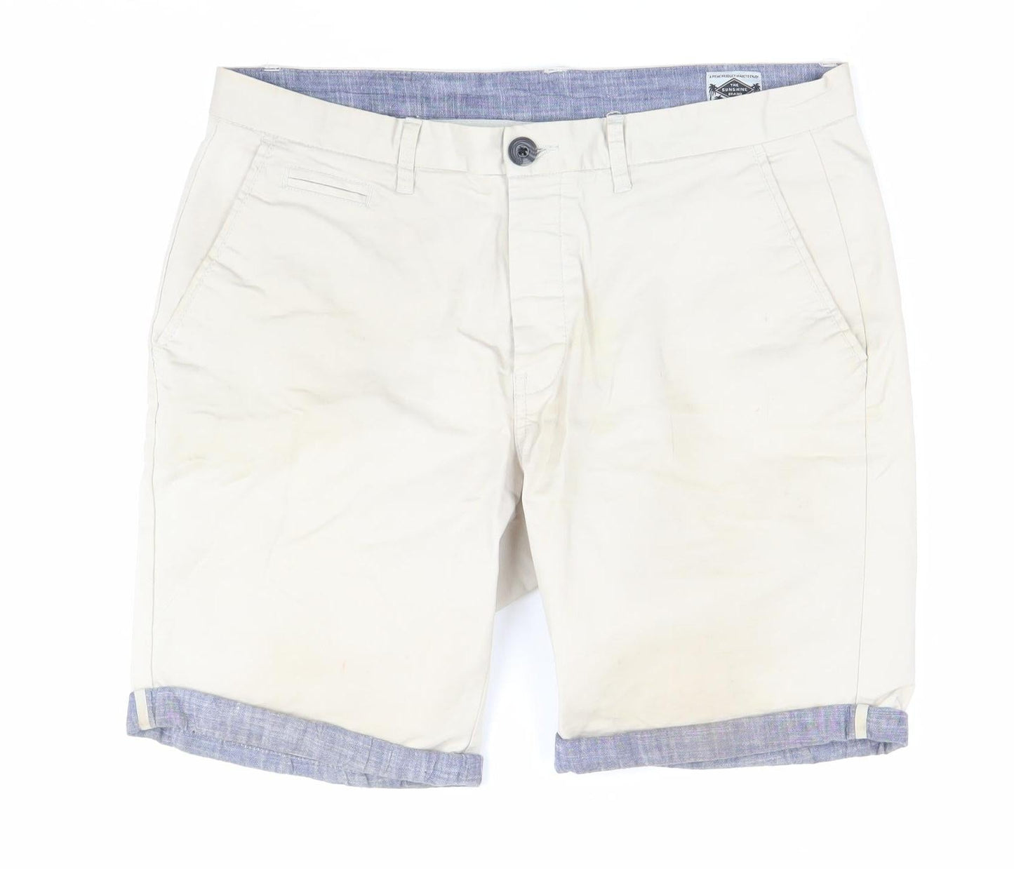 Denim Co. Men's Beige Chino Shorts 32in Regular Fit Summer