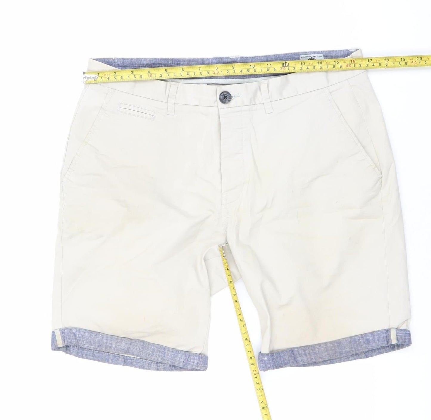 Denim Co. Men's Beige Chino Shorts 32in Regular Fit Summer