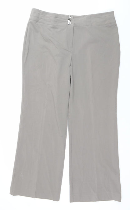 Autonomy Women's Grey Wide-Leg Trousers Size 16 Mid Rise