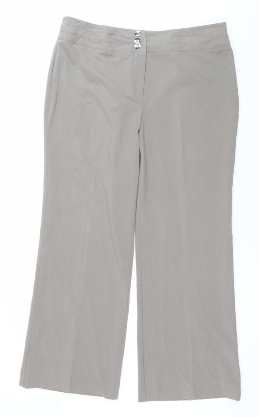 Autonomy Women's Grey Wide-Leg Trousers Size 16 Mid Rise