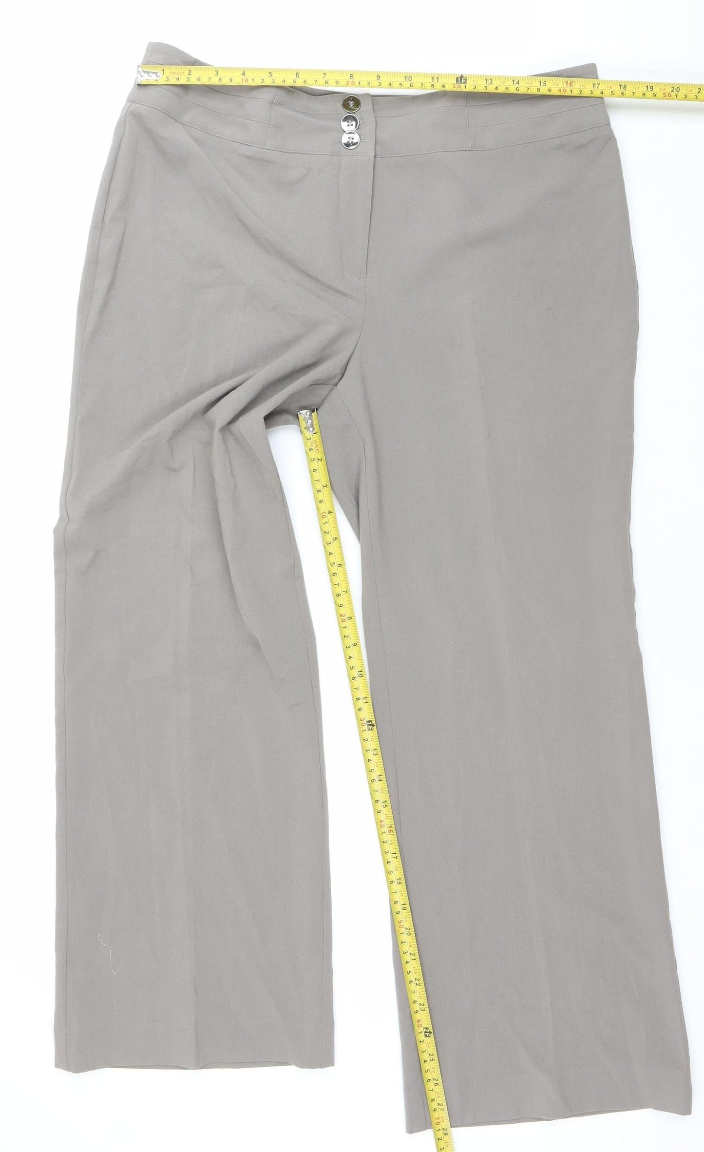 Autonomy Women's Grey Wide-Leg Trousers Size 16 Mid Rise