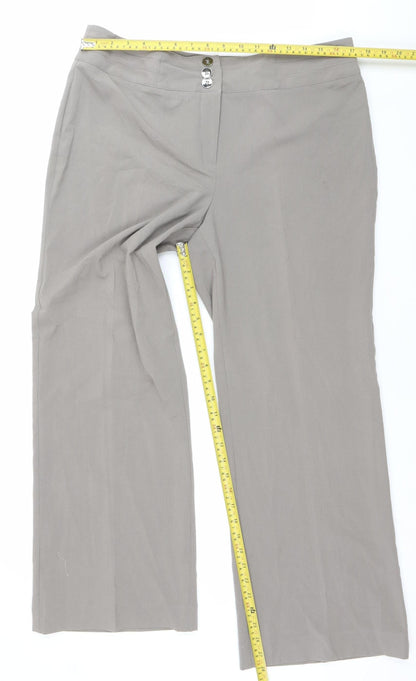 Autonomy Women's Grey Wide-Leg Trousers Size 16 Mid Rise