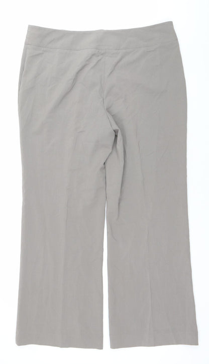 Autonomy Women's Grey Wide-Leg Trousers Size 16 Mid Rise