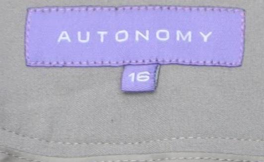 Autonomy Women's Grey Wide-Leg Trousers Size 16 Mid Rise
