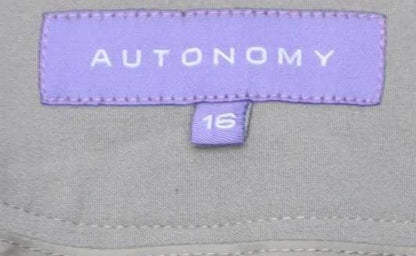 Autonomy Women's Grey Wide-Leg Trousers Size 16 Mid Rise