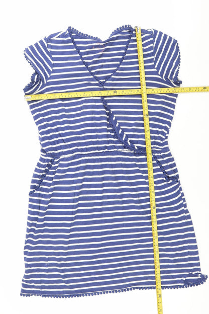 Next Women’s Blue Striped Cotton Knee Length Wrap Dress Size 16