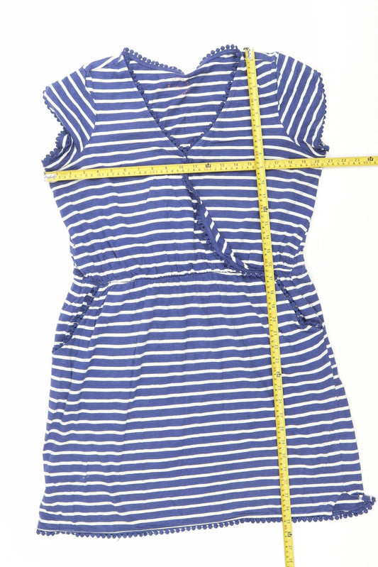 Next Women’s Blue Striped Cotton Knee Length Wrap Dress Size 16
