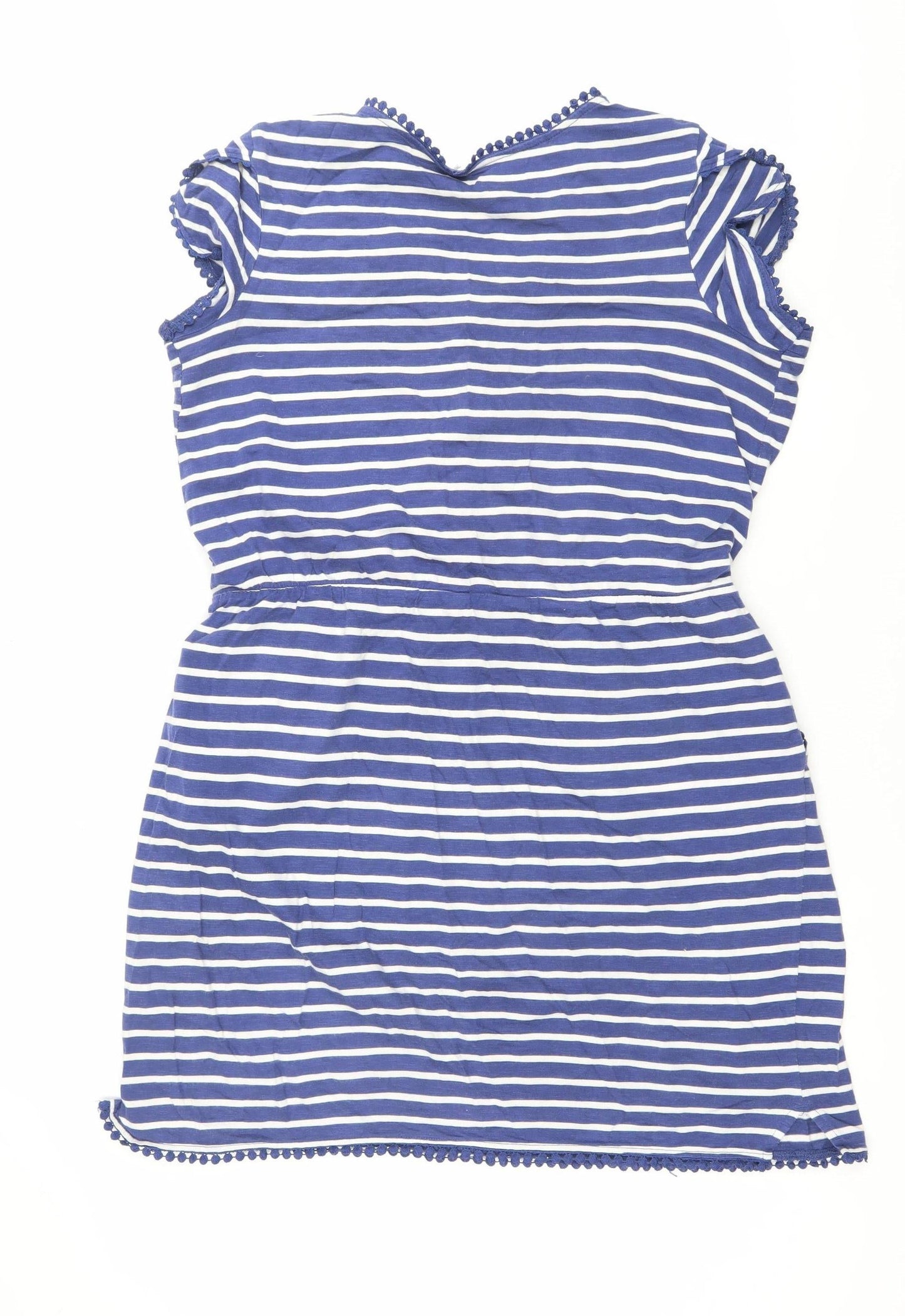 Next Women’s Blue Striped Cotton Knee Length Wrap Dress Size 16