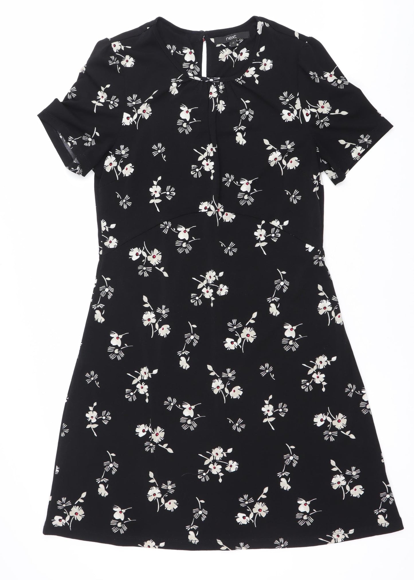 Next Women’s Black Floral A-Line Knee Length Dress Size 12
