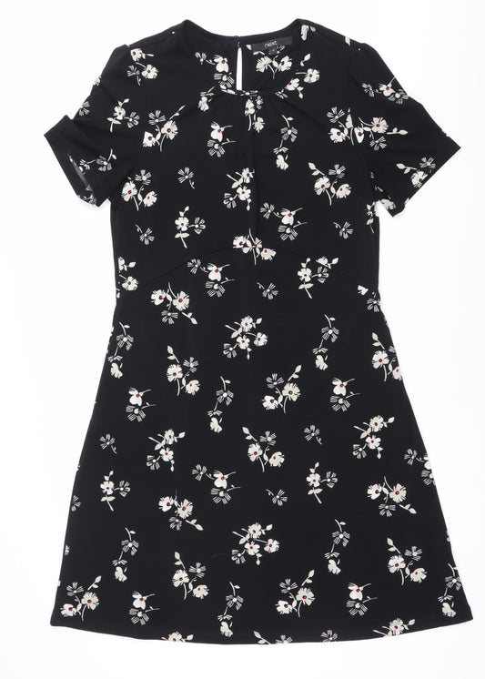Next Women’s Black Floral A-Line Knee Length Dress Size 12
