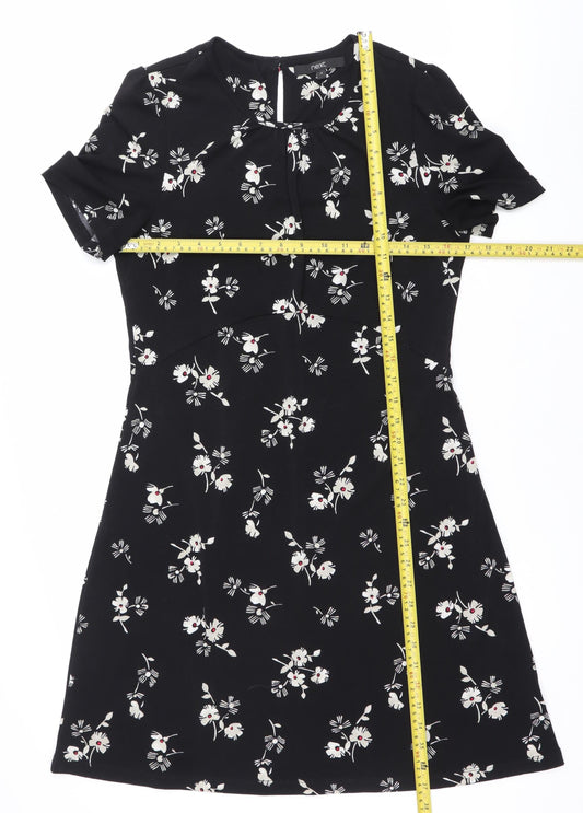 Next Women’s Black Floral A-Line Knee Length Dress Size 12