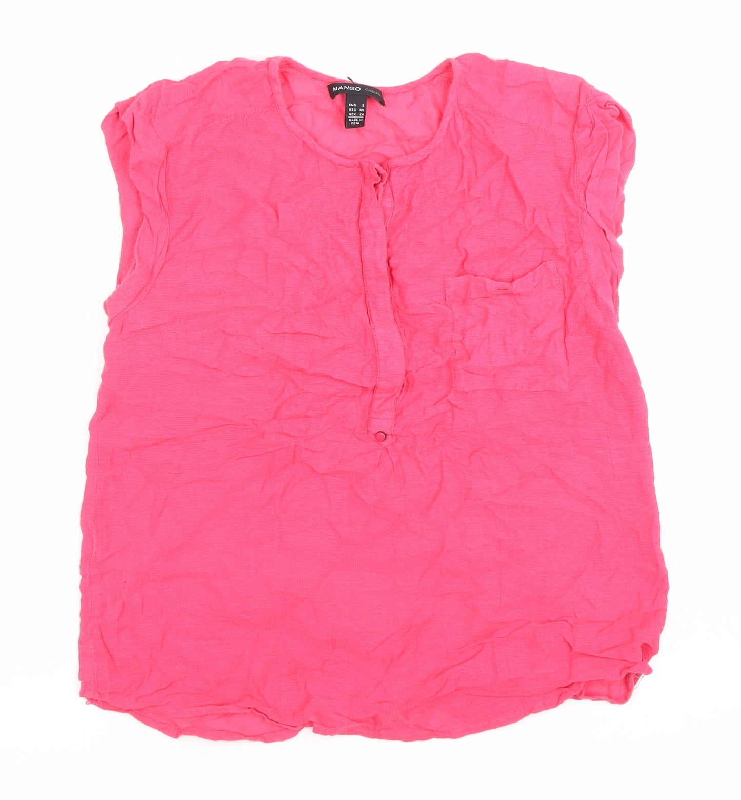 Womens UK Size 8 Mango Pink Tunic Blouse