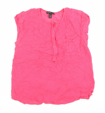 Womens UK Size 8 Mango Pink Tunic Blouse