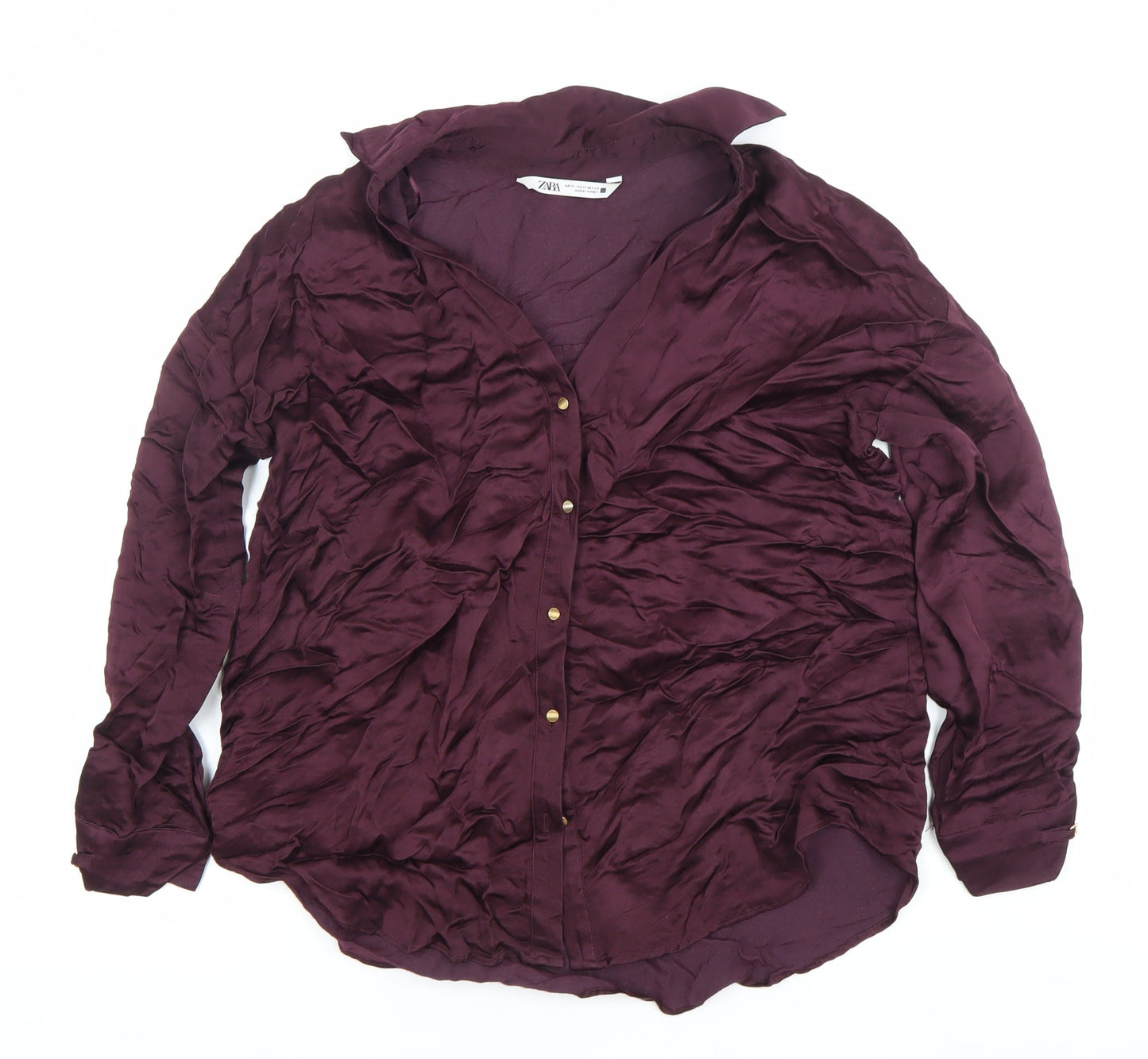 Womens UK Size XS Zara Purple Basic Button-Up