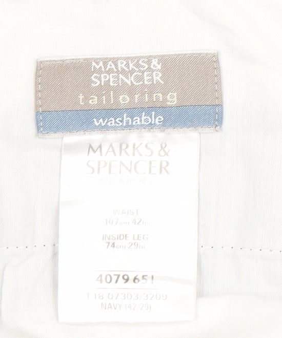 Marks and Spencer Men's Navy 42x29 Pleated Dress Pants