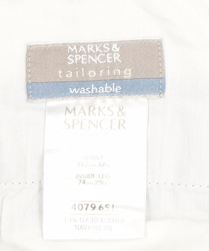 Marks and Spencer Men's Navy 42x29 Pleated Dress Pants