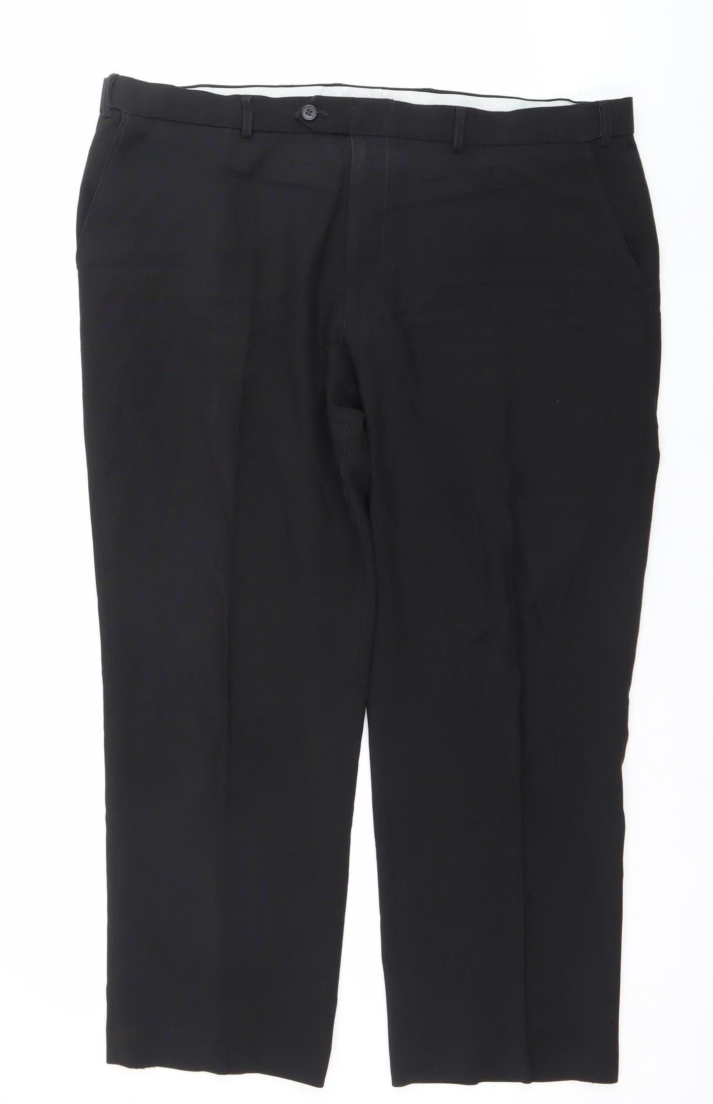 Marks and Spencer Men's Black 34R Regular Fit Wool Blend Dress Pants