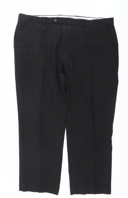 Marks and Spencer Men's Black 34R Regular Fit Wool Blend Dress Pants