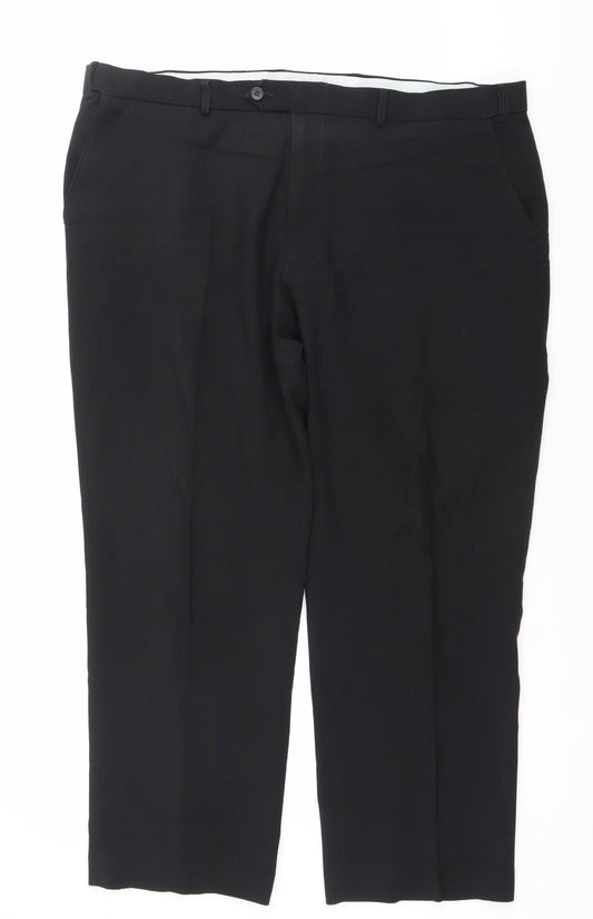 Marks and Spencer Men's Black 34R Regular Fit Wool Blend Dress Pants