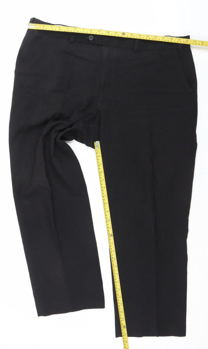 Marks and Spencer Men's Black 34R Regular Fit Wool Blend Dress Pants
