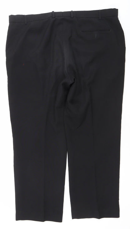 Marks and Spencer Men's Black 34R Regular Fit Wool Blend Dress Pants