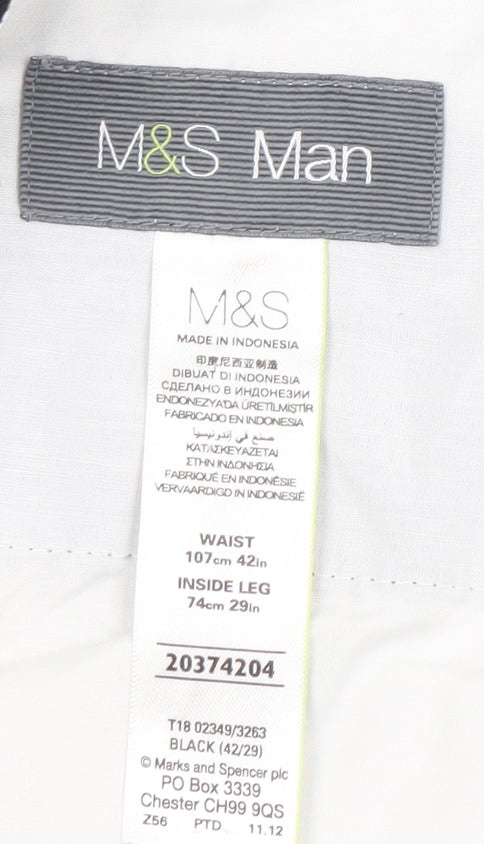 Marks and Spencer Men's Black 42W 29L Dress Pants Business Trousers