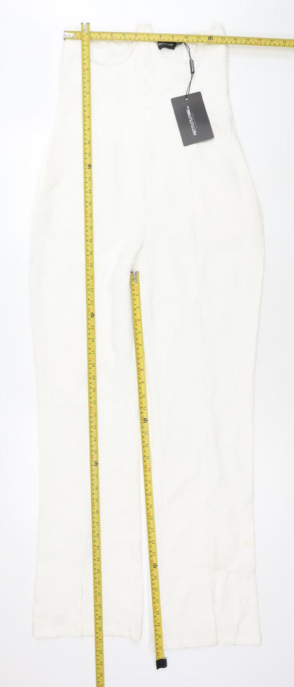PrettyLittleThing Women’s White Size 8 Sleeveless Button Jumpsuit