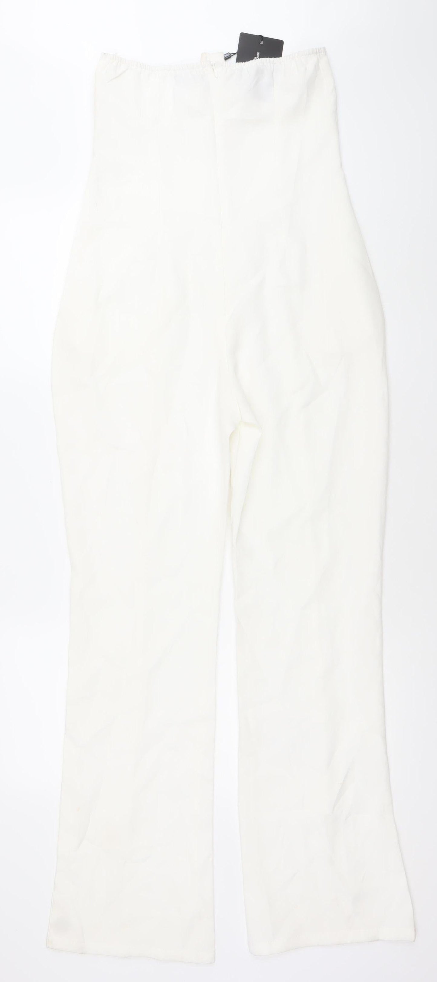 PrettyLittleThing Women’s White Size 8 Sleeveless Button Jumpsuit