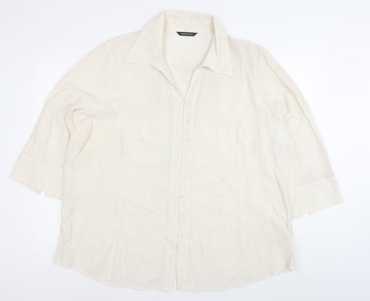 Evans Women’s Ivory 3/4 Sleeve Collared Button-Up Shirt Size 24 Plus