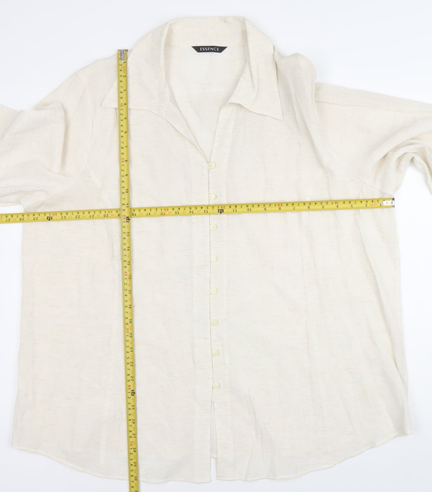 Evans Women’s Ivory 3/4 Sleeve Collared Button-Up Shirt Size 24 Plus