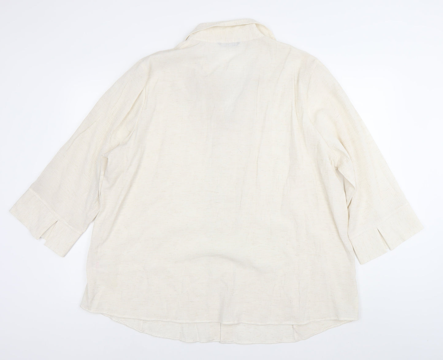 Evans Women’s Ivory 3/4 Sleeve Collared Button-Up Shirt Size 24 Plus