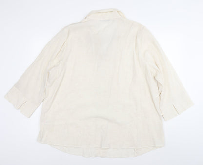 Evans Women’s Ivory 3/4 Sleeve Collared Button-Up Shirt Size 24 Plus