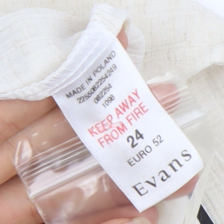 Evans Women’s Ivory 3/4 Sleeve Collared Button-Up Shirt Size 24 Plus