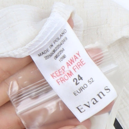 Evans Women’s Ivory 3/4 Sleeve Collared Button-Up Shirt Size 24 Plus