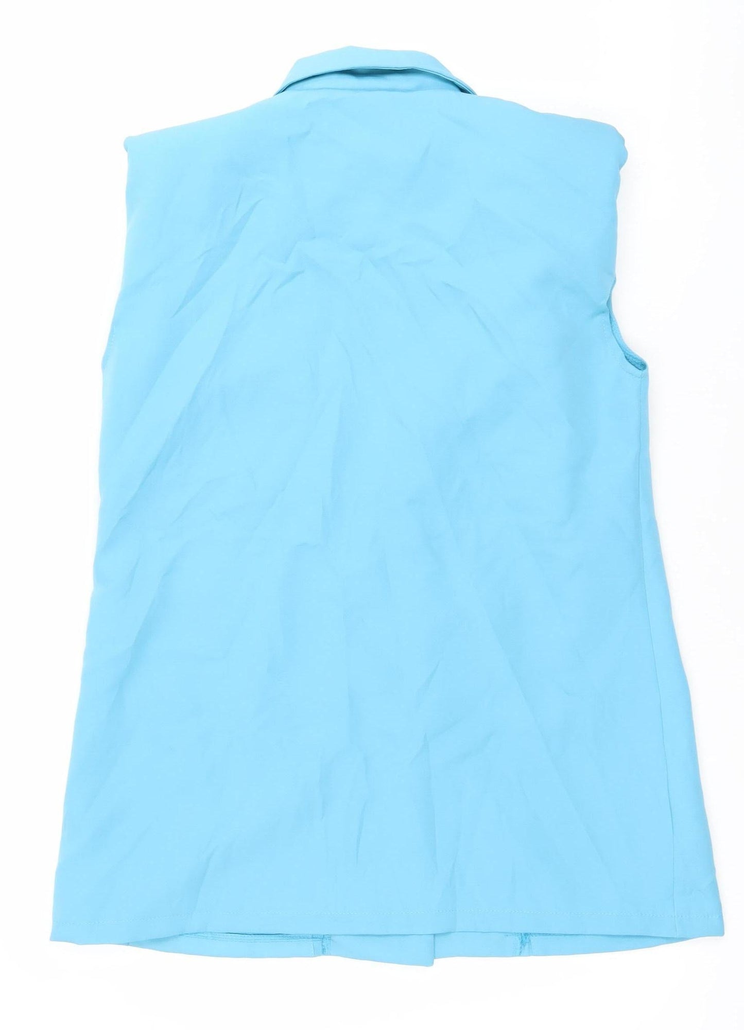 Boohoo Women’s Blue Size 8 Waistcoat Sleeveless Two-Button Woven