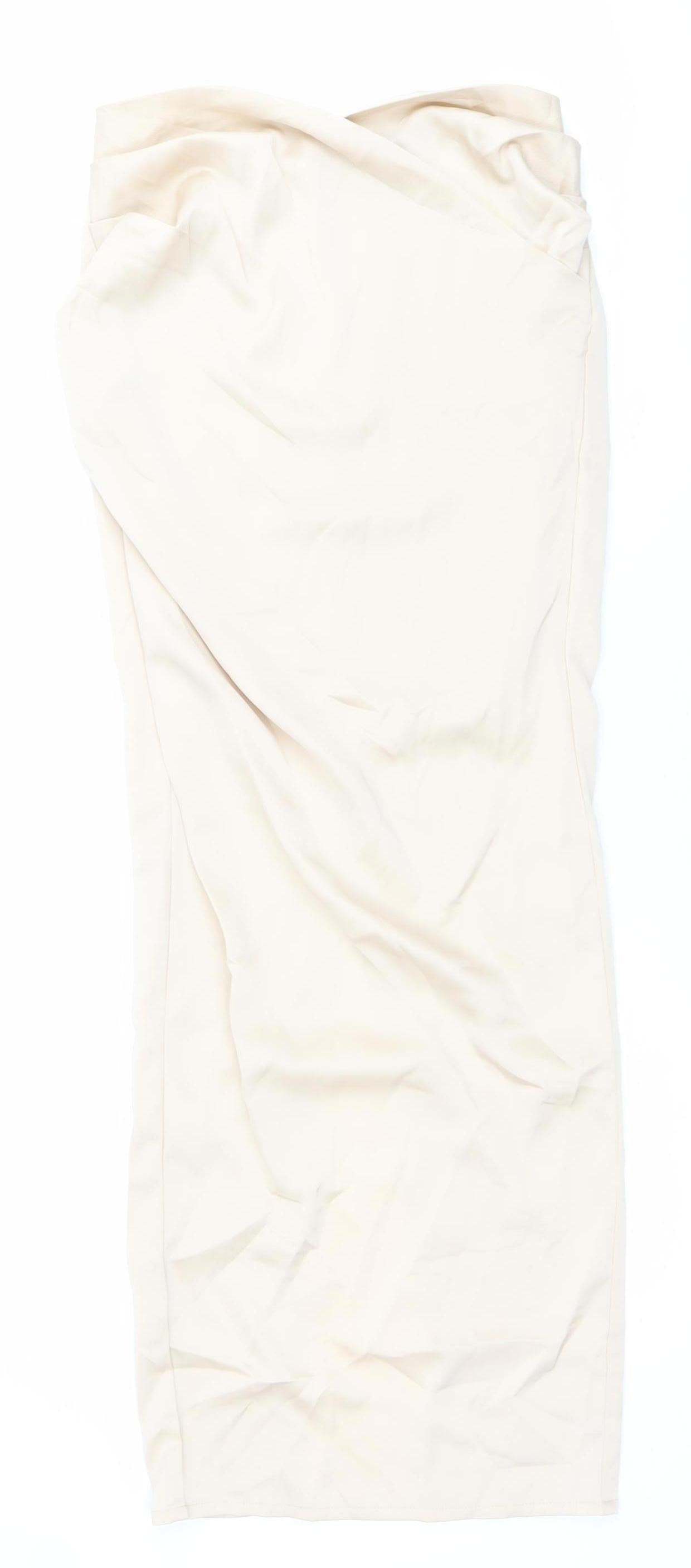 PrettyLittleThing Women’s Beige Long Pencil Skirt Size 6 High Rise Slit