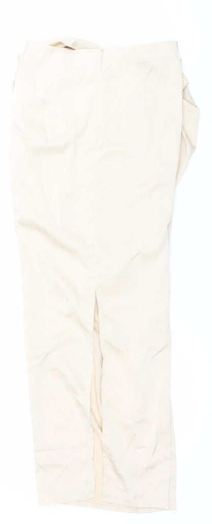 PrettyLittleThing Women’s Beige Long Pencil Skirt Size 6 High Rise Slit