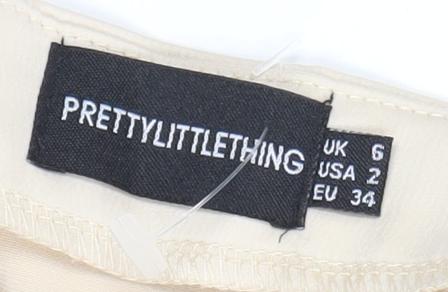 PrettyLittleThing Women’s Beige Long Pencil Skirt Size 6 High Rise Slit