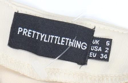 PrettyLittleThing Women’s Beige Long Pencil Skirt Size 6 High Rise Slit