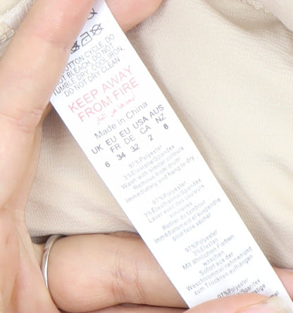 PrettyLittleThing Women’s Beige Long Pencil Skirt Size 6 High Rise Slit