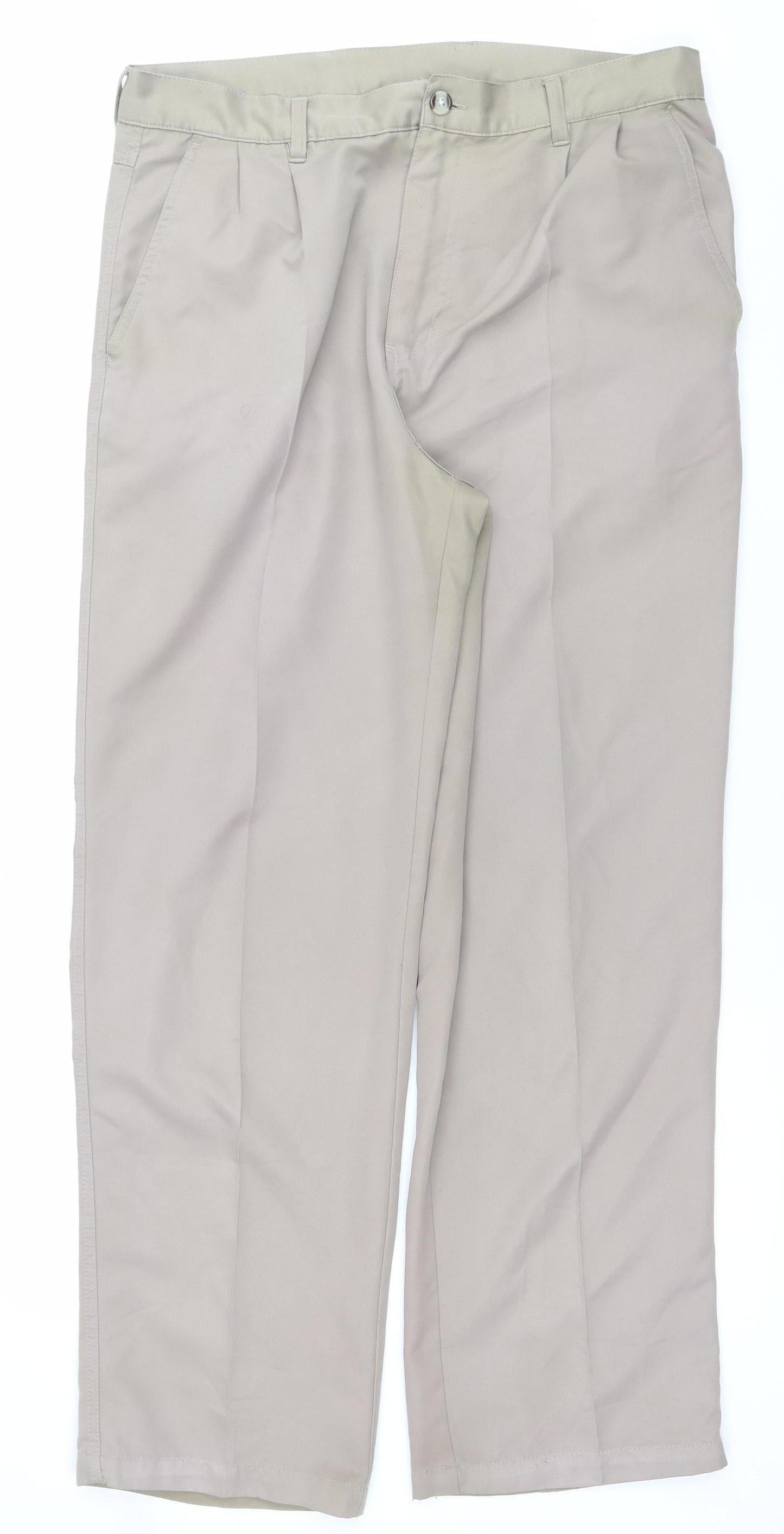 Dunlop Men Beige 34in Golf Trousers Regular Fit Straight Leg