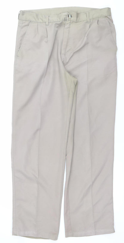 Dunlop Men Beige 34in Golf Trousers Regular Fit Straight Leg