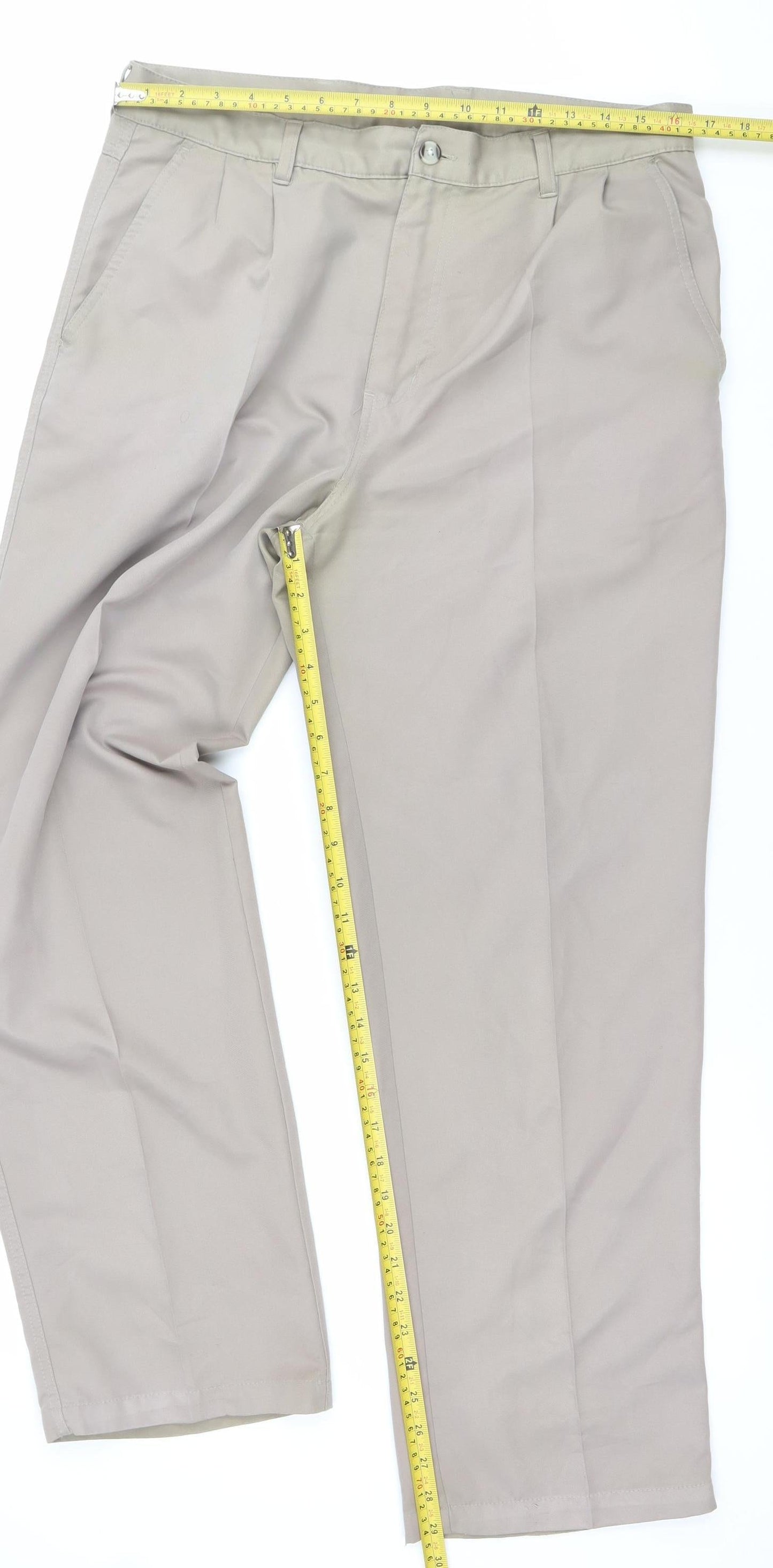 Dunlop Men Beige 34in Golf Trousers Regular Fit Straight Leg